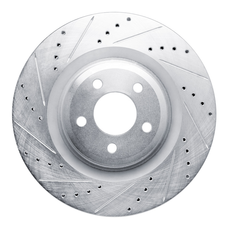 Ford Explorer Brake Rotor (1) - Front Left - R1 Concepts - Drilled & Slotted - Silver - `20-`25